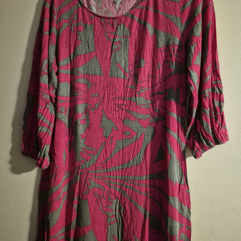 Vibrant Pink and Gray Women's Tunic